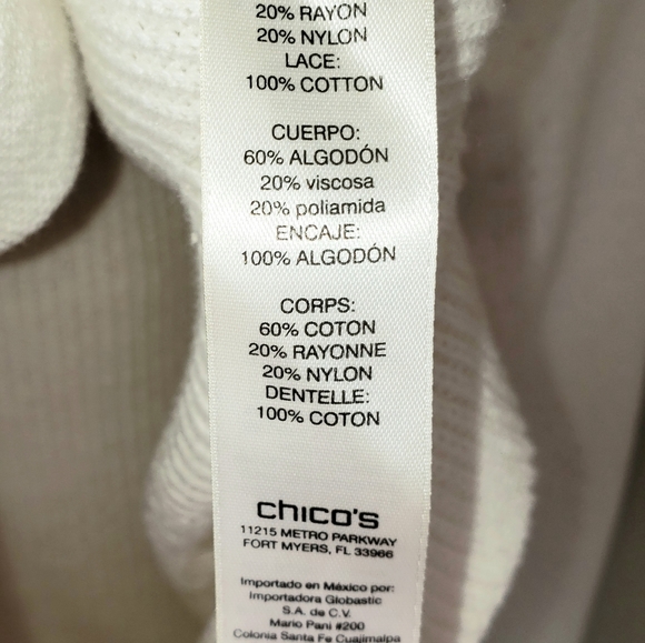 Chico's Christina Lace Front Pullover Cream & Tan - Picture 7 of 8